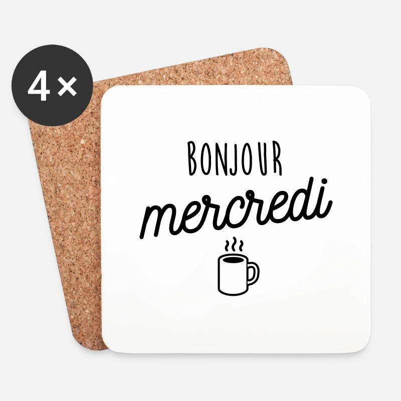 Bonjour mercredi - Dessous de verre (lot de 4) - blanc