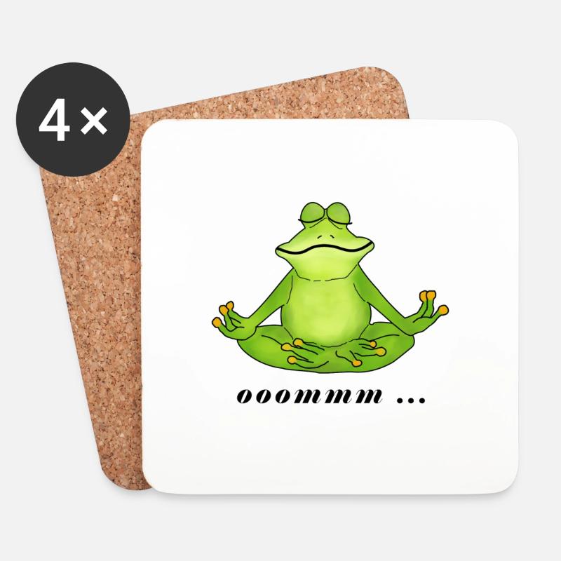 OM, Meditation, Frosch - Untersetzer (4er-Set) - Weiß