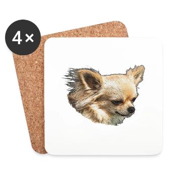 Chihuahua, petits chiens - Dessous de verre (lot de 4) - blanc - Devant