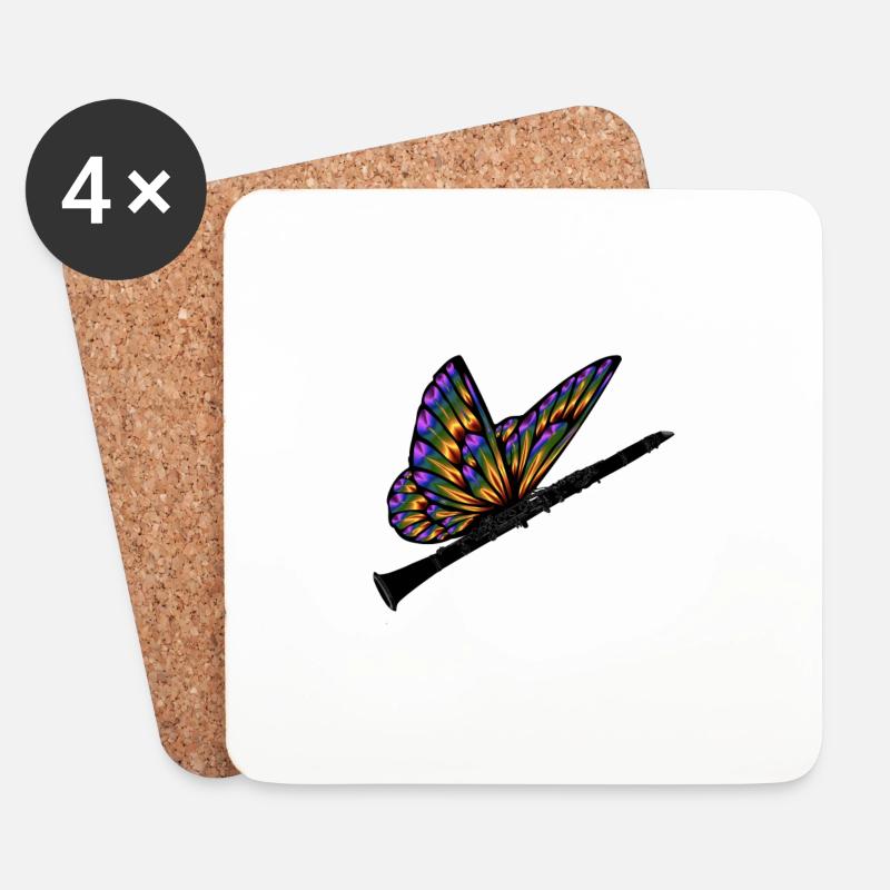 Schmetterling Klarinette - Untersetzer (4er-Set) - Weiß