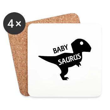 Baby Saurus Lustiger Spruch - Untersetzer (4er-Set) - Weiß - Vorne