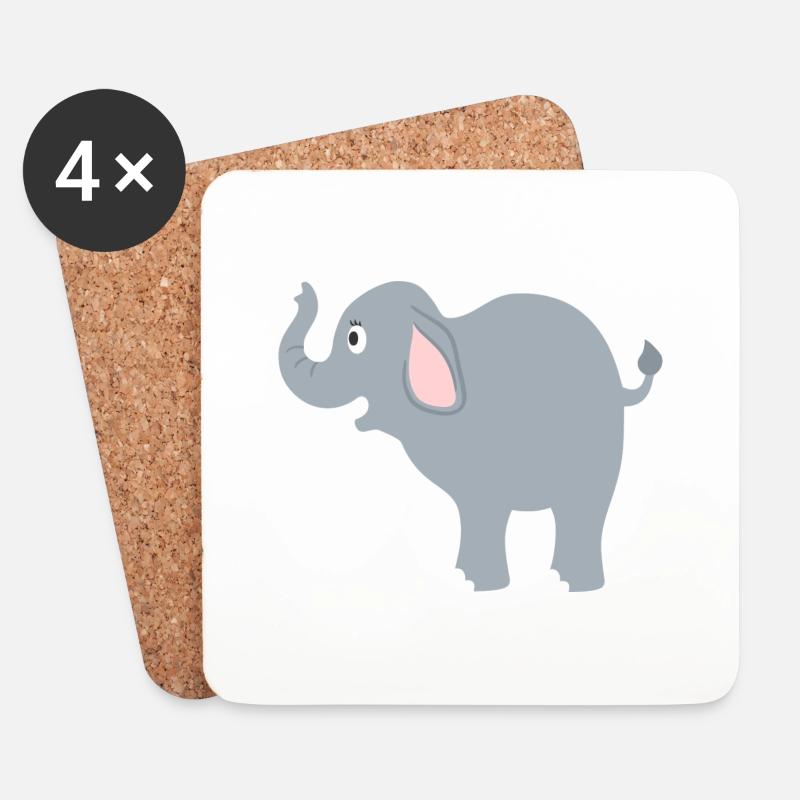 Elefant - Untersetzer (4er-Set) - Weiß
