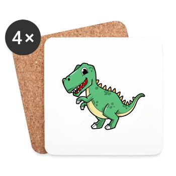 dinosaure t rex - Dessous de verre (lot de 4) - blanc - Devant