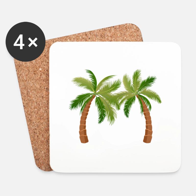 palm tree palm palms - Coasters (set of 4) - white