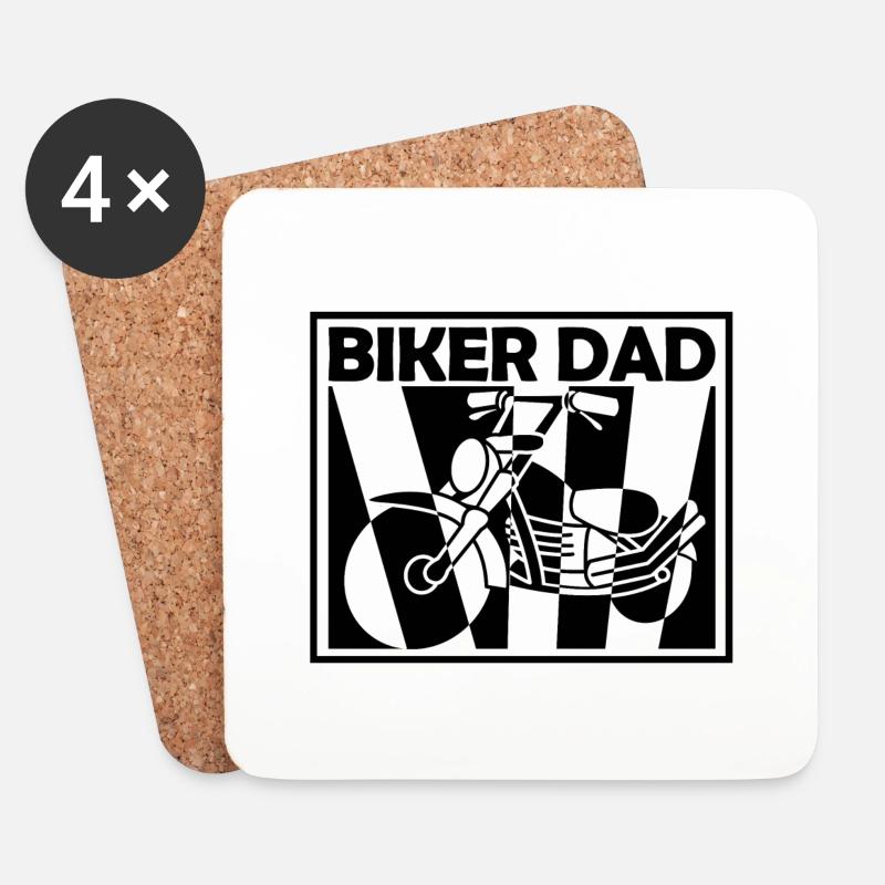 BIKER DAD - Untersetzer (4er-Set) - Weiß
