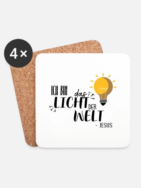 Ich bin das Licht - Untersetzer (4er-Set) - Weiß