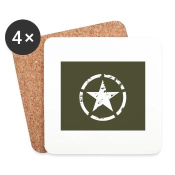Amerikanischer Militärstern - Untersetzer (4er-Set) - Weiß - Vorne