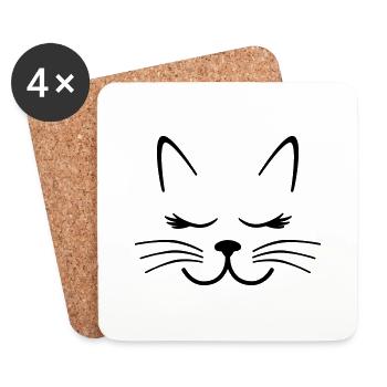 Katze - Untersetzer (4er-Set) - Weiß - Vorne
