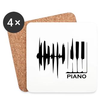 Musique de piano - Dessous de verre (lot de 4) - blanc - Devant