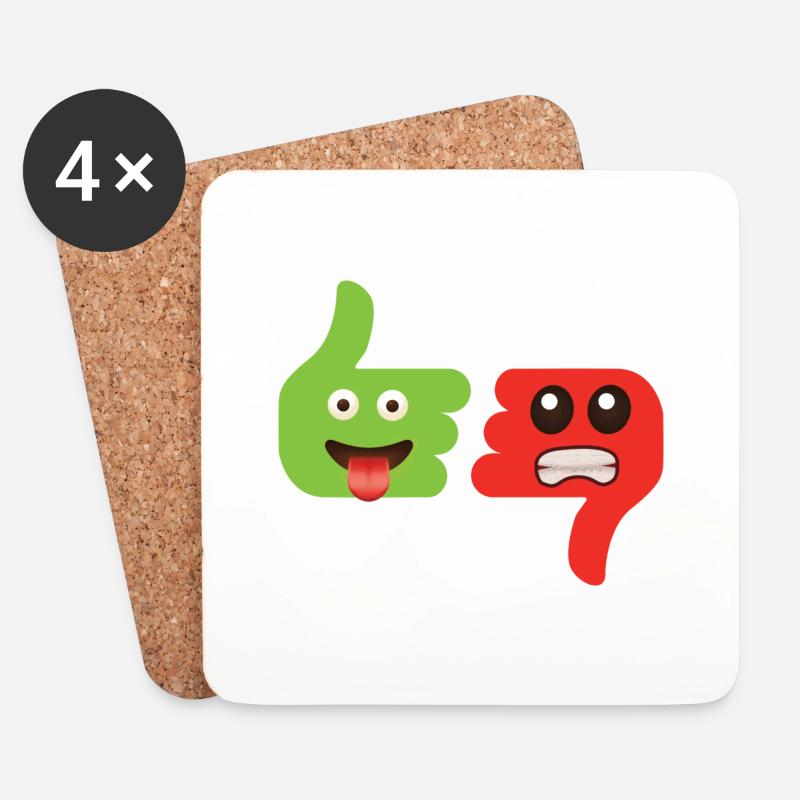 Emoticone gefällt mir, ich mag es nicht. - Untersetzer (4er-Set) - Weiß