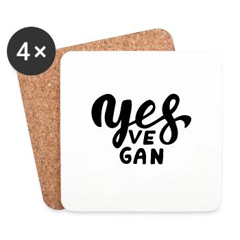Yes vegan - Coasters (set of 4) - white - Front