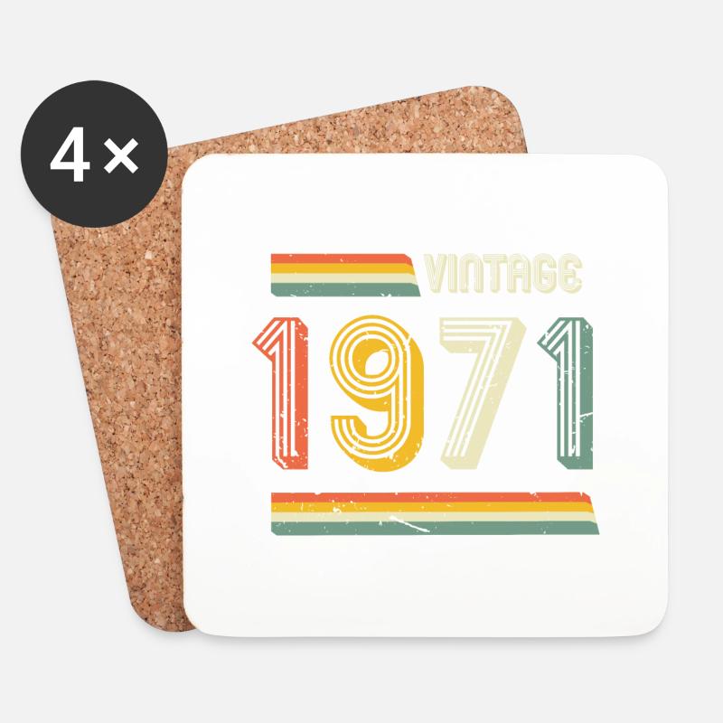 Vintage 1971 - Untersetzer (4er-Set) - Weiß