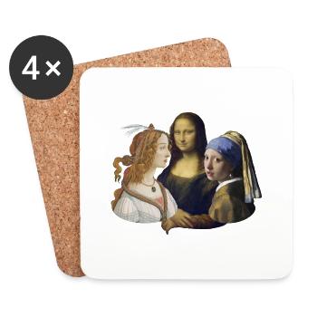 DaVinci vs Botticelli vs Vermeer | Concours d'artiste - Dessous de verre (lot de 4) - blanc - Devant