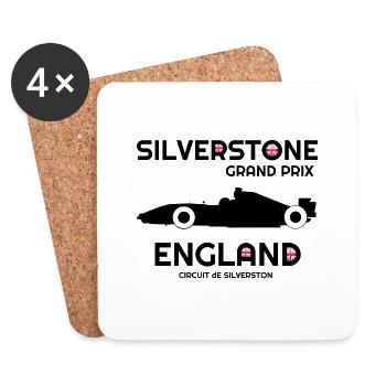 Silverstone, , Angleterre, drapeau britannique - Dessous de verre (lot de 4) - blanc - Devant