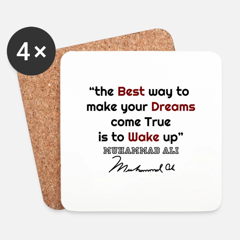 Muhammad Ali, Muhammad Ali Zitate, berühmte Zitate, - Untersetzer (4er-Set) - Weiß