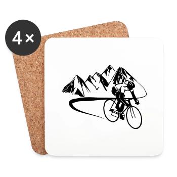 Cyclists in the mountains - Coasters (set of 4) - white - Front