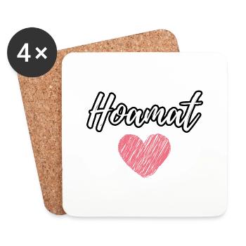 Hoamat Liebe mit rotem Herz Schriftzug - Untersetzer (4er-Set) - Weiß - Vorne