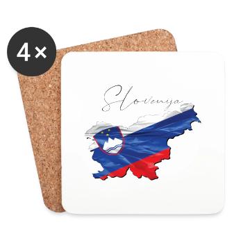 Slowenien Flagge in der Slowenien Landkarte SI - Untersetzer (4er-Set) - Weiß - Vorne