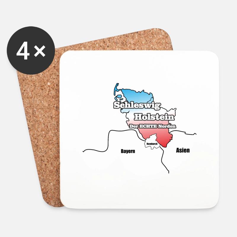 Schleswig Holstein - Der echte Norden - Untersetzer (4er-Set) - Weiß