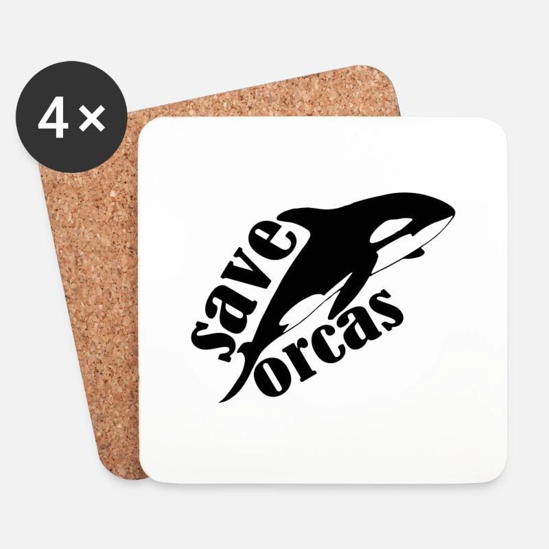 Save the Orcas Killerwal Schwertwal Geschenk - Untersetzer (4er-Set) - Weiß