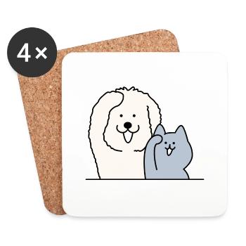 dog and cat - Coasters (set of 4) - white - Front