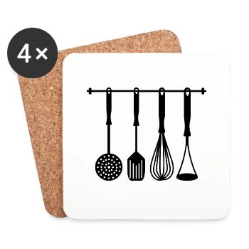 Kitchen Appliances Chef Cooking Saying Gift - Coasters (set of 4) - white - Front