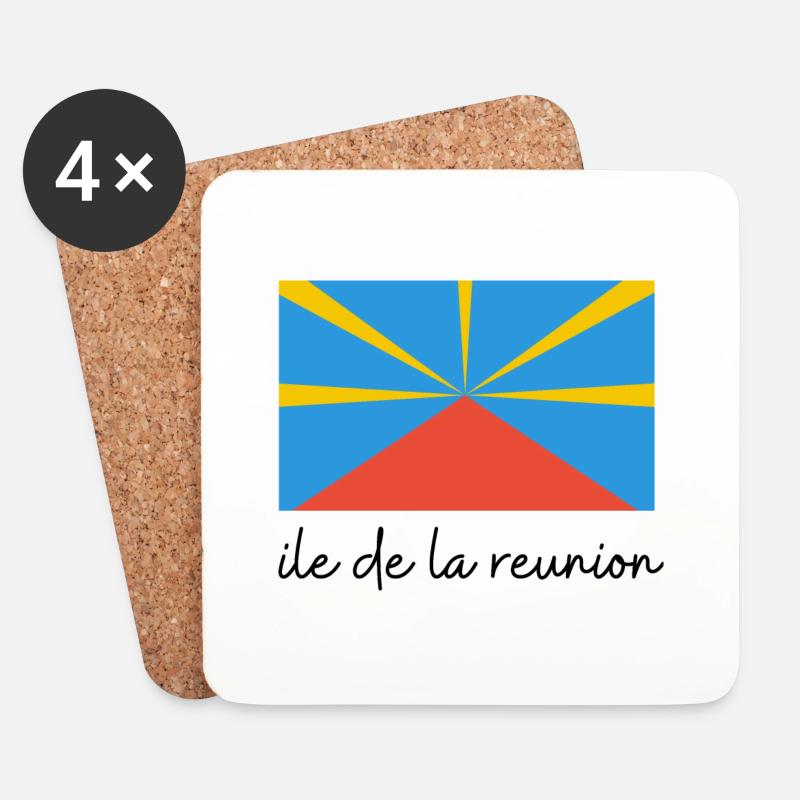 Flaggen der Insel La Réunion - Untersetzer (4er-Set) - Weiß