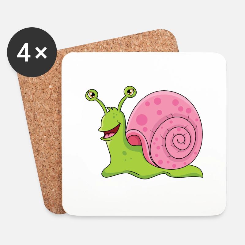 Schnecke Cartoon - Untersetzer (4er-Set) - Weiß