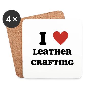 Ich liebe Leder Handwerk - Untersetzer (4er-Set) - Weiß - Vorne