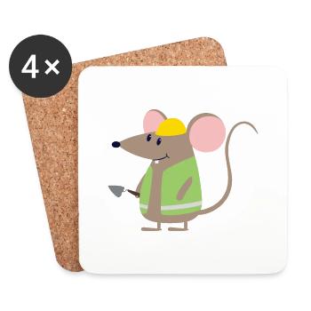 Maus Arbeiter - Untersetzer (4er-Set) - Weiß - Vorne