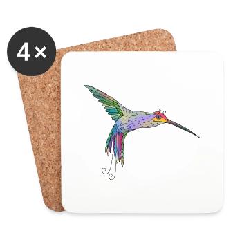 Bunter Vogel - Untersetzer (4er-Set) - Weiß - Vorne