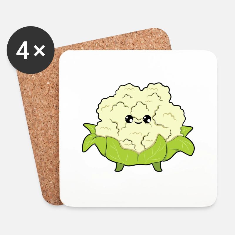 Blumenkohl - Untersetzer (4er-Set) - Weiß
