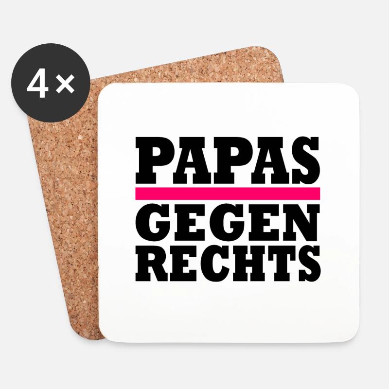 Papas gegen rechts - Untersetzer (4er-Set) - Weiß