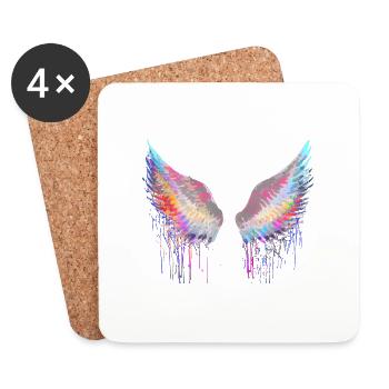 ailes,engel,graffiiti,peinture,coloré,Ailes d’ange - Dessous de verre (lot de 4) - blanc - Devant