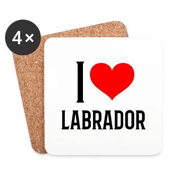 I heart labrador - j'aime mon labrador - Dessous de verre (lot de 4) - blanc - Devant