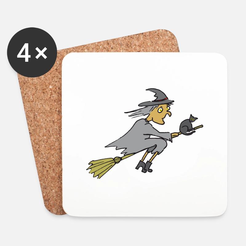 Hexe, Halloween, witch - Untersetzer (4er-Set) - Weiß
