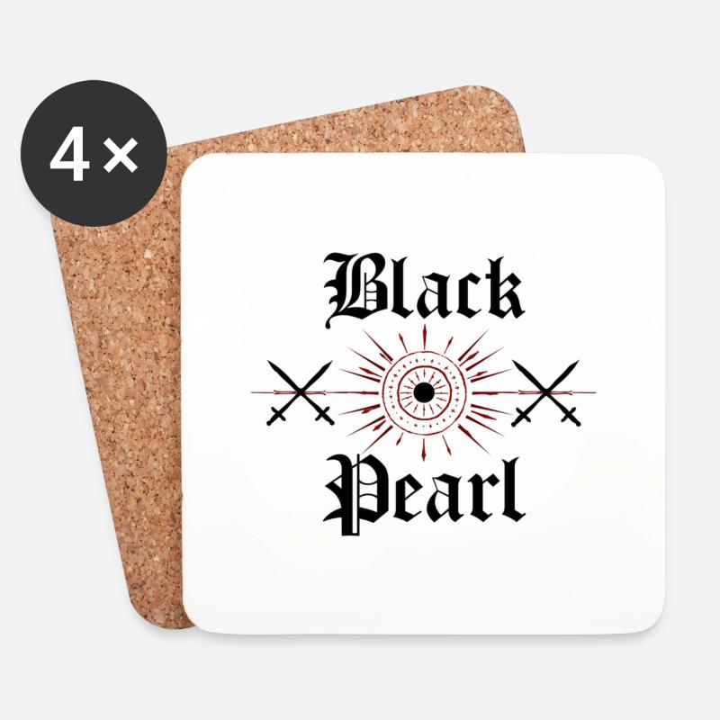 Black Pearl, Geschenkidee, ,Fluch der Karibik - Untersetzer (4er-Set) - Weiß