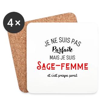 Pas parfaite mais sage-femme - Dessous de verre (lot de 4) - blanc - Devant