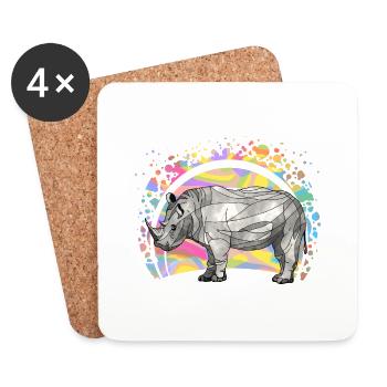 Nashorn - Untersetzer (4er-Set) - Weiß - Vorne