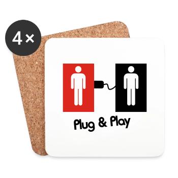 Plug & Play Gay Love ! - Coasters (set of 4) - white - Front