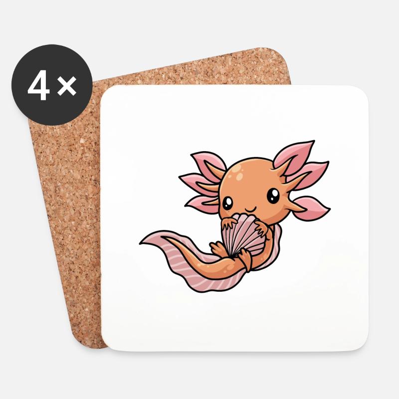 Axolotl Salamander - Untersetzer (4er-Set) - Weiß