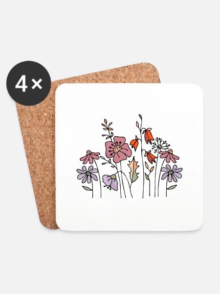 Blumen - Untersetzer (4er-Set) - Weiß