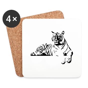 Tigre au repos - Shere Khan - Dessous de verre (lot de 4) - blanc - Devant
