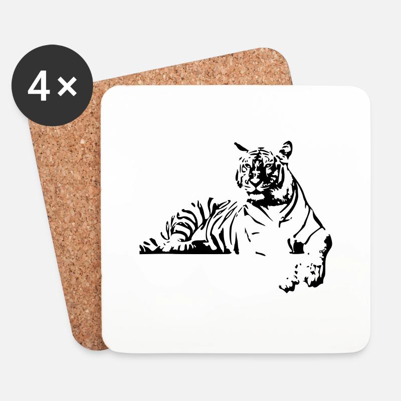 Tiger in Ruhe - Shere Khan - Untersetzer (4er-Set) - Weiß