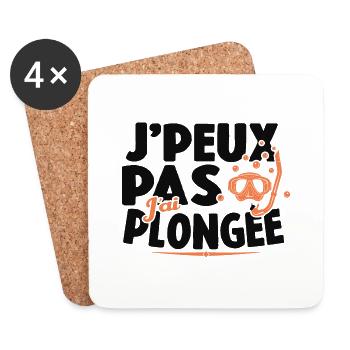 Je Peux Pas J'ai Plongée Diving Cadeau Plongeur - Dessous de verre (lot de 4) - blanc - Devant