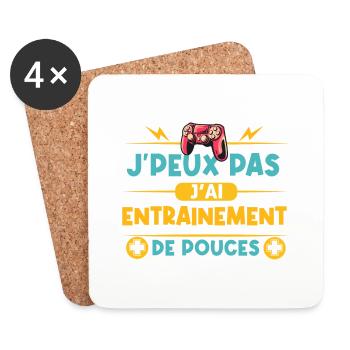 idée cadeau geek je peux pas j'ai jeux vidéos - Dessous de verre (lot de 4) - blanc - Devant