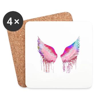 Wings,angelwings, angel wings,colorful - Coasters (set of 4) - white - Front