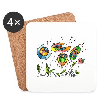 Fleur - Dessous de verre (lot de 4) - blanc - Devant