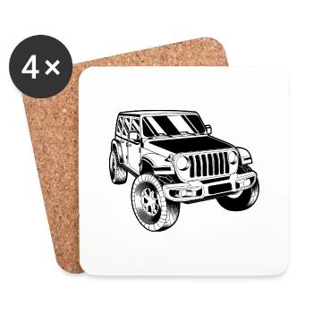 Geländewagen | Off Road Auto | Militärauto | Truck - Untersetzer (4er-Set) - Weiß - Vorne