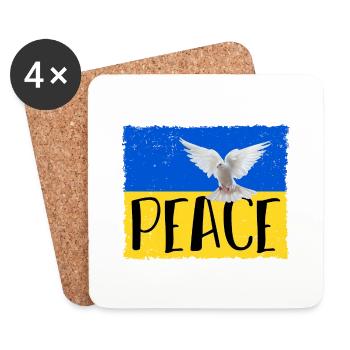 Ukraine Flagge Wappen Frieden Peace. Gegen Krieg! - Untersetzer (4er-Set) - Weiß - Vorne